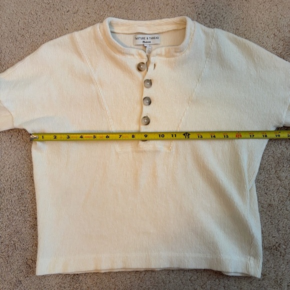 Madewell Texture & Thread Seamed Henley Long Sleeve Shirt Boho Cotton Size XXS - Picture 7 of 7